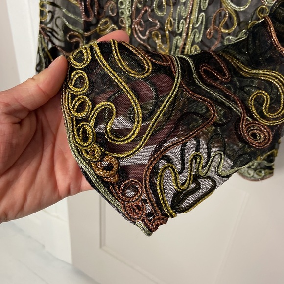 80s sheer patterned blouse - Picture 5 of 9